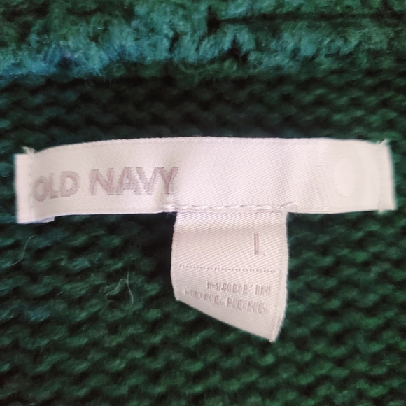 Old Navy Green Knit Long Cardigan Coat  Winter Cozy Wool Blend - Picture 3 of 6